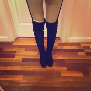 Tory Burch black boots zipper calfskin Suède 5.5